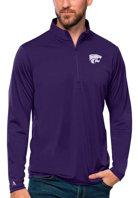 Mens K-State Wildcats Purple Antigua Tribute Qtr Zip Pullover