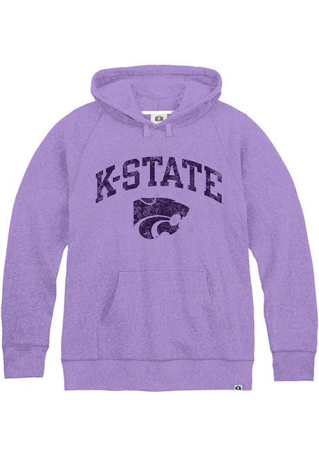 Mens K-State Wildcats Lavender Rally Arch Mascot Triblend Long Sleeve Fashion Hood