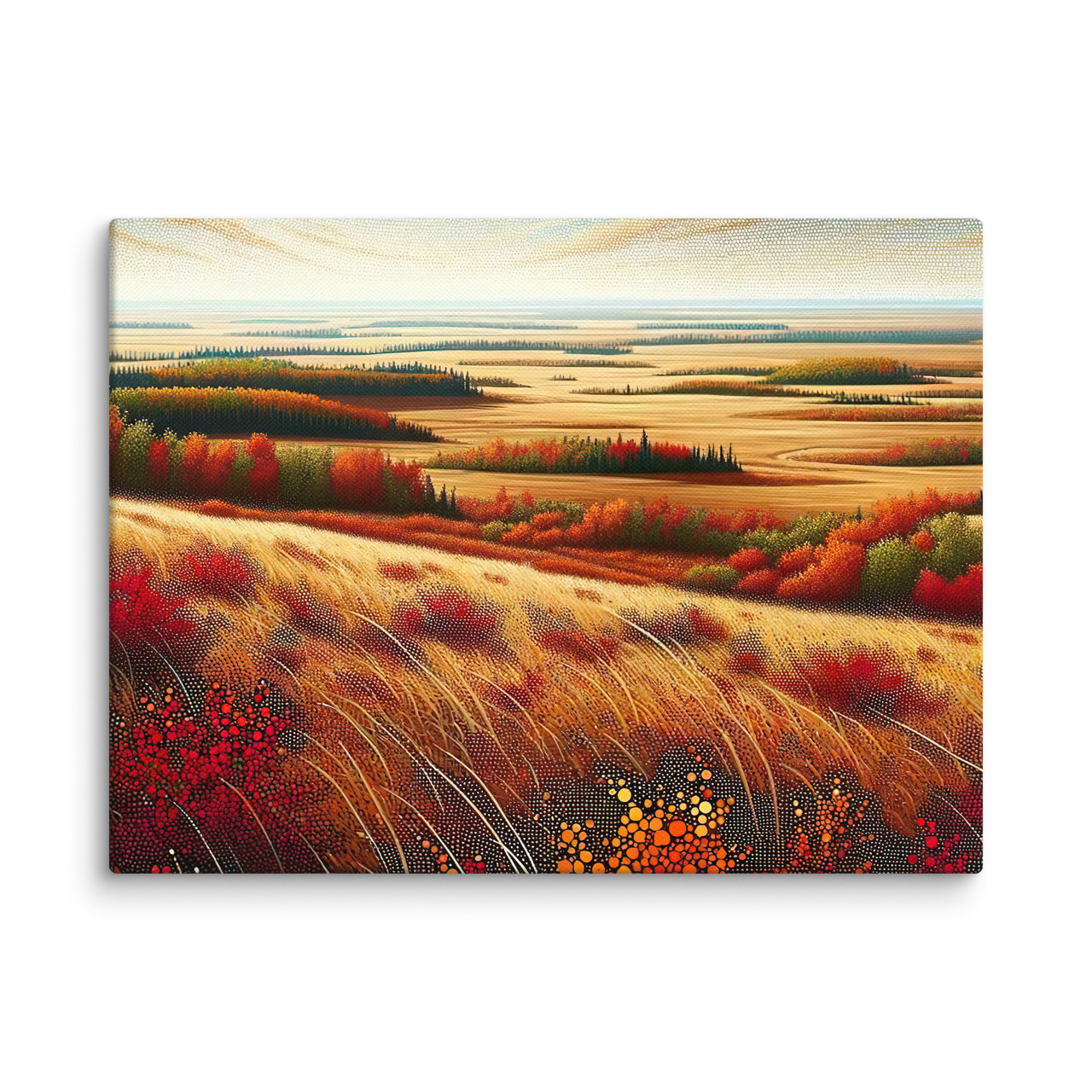 Saskatchewan Fall Métis Dot Art Canvas | Canadian Prairie Art