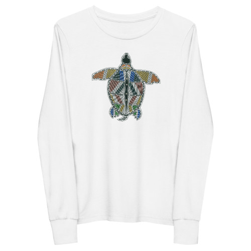 Turtle Youth long sleeve Indigenous-designed children's clothing featuring cultural prints and designs.