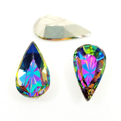 Glass rhinestone teardrop 10x20mm with relief cut Volcano