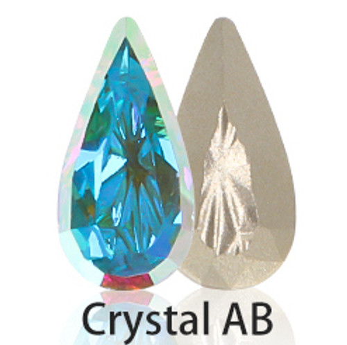 Glass rhinestone teardrop 10x20mm with relief cut Crystal AB Glass rhinestone teardrop 10x20mm with relief cut Crystal AB