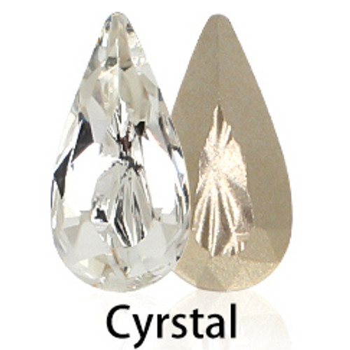 Glass rhinestone teardrop 10x20mm with relief cut Crystal