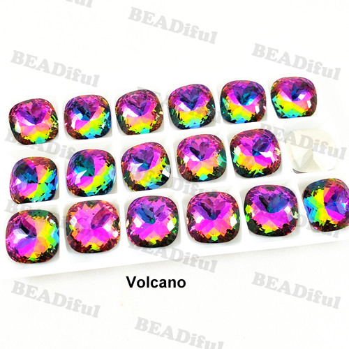 Crystal fancy stone dome square 18mm Volcano