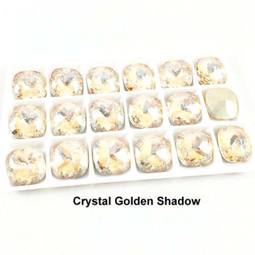 Crystal fancy stone dome square 18mm Golden Shadow