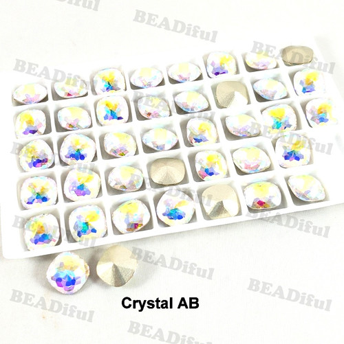 Crystal fancy stone dome square 12mm Crystal AB Crystal fancy stone dome square 12mm Crystal AB