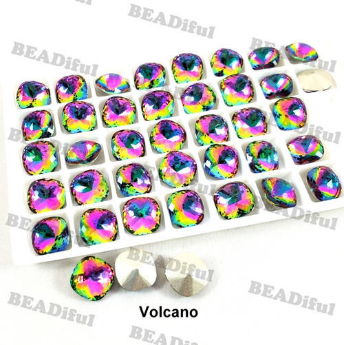 Crystal fancy stone dome square 12mm Volcano Crystal fancy stone dome square 12mm Volcano