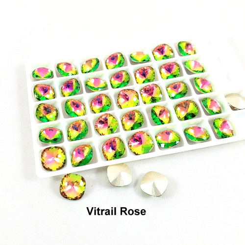 Crystal fancy stone dome square 12mm Vitrail Rose