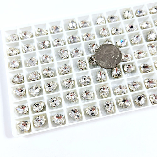 Pear-shape stone 8x6mm, Crystal, w/Silver plated claw setting Pear-shape stone 8x6mm, Crystal, w/Silver plated claw setting