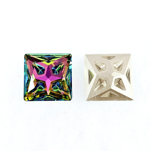 Crystal Square stone 'Star Meteorite' series. 18x18mm. Vitrail Rose Crystal Square stone 'Star Meteorite' series. 18x18mm. Vitrail Rose