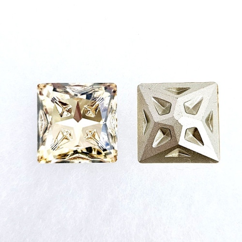 Crystal square stone 'Star Meteorite' series. 18x18mm. Crystal Golden Shadow