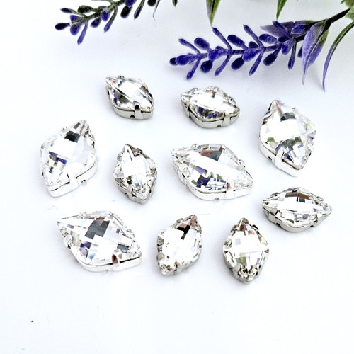 Crystal Lemon stone with claw setting, Crystal/Clear, 12x19mm Crystal Lemon stone with claw setting, Crystal/Clear, 12x19mm