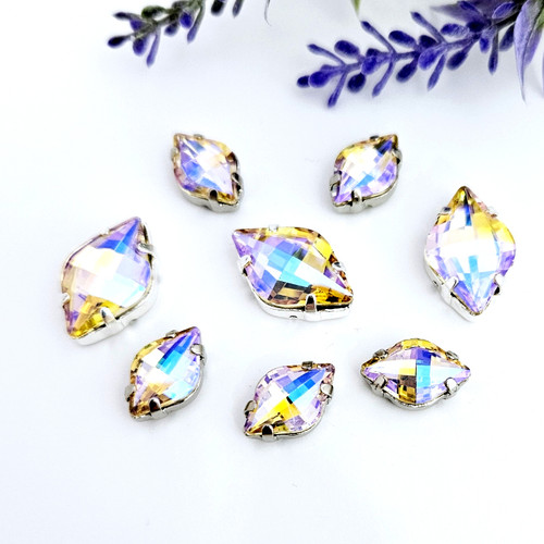 Crystal Lemon stone with claw setting, Paradise Shine, 12x19mm