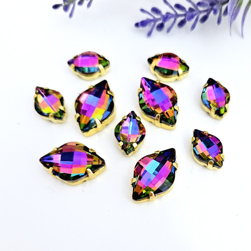 Crystal Lemon Stone with claw setting, Volcano, 12x19mm Crystal Lemon Stone with claw setting, Volcano, 12x19mm