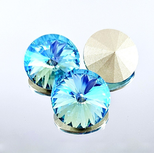 Crystal round stone Rivoli 18mm Aqua Moonlight Crystal round stone Rivoli 18mm Aqua Moonlight