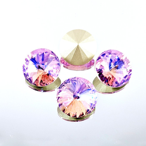 Crystal round stone Rivoli 14mm Rose Moonlight