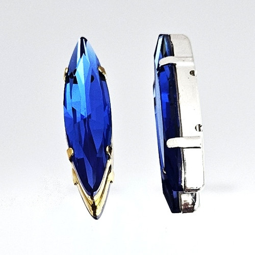 Navette stone 35x9.5mm in claw setting, Sapphire Navette stone 35x9.5mm in claw setting, Sapphire