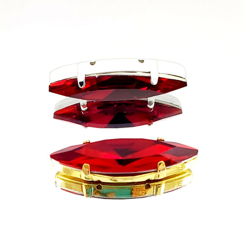 Navette Stone 35x9.5mm in claw setting, Lt Siam Navette Stone 35x9.5mm in claw setting, Lt Siam