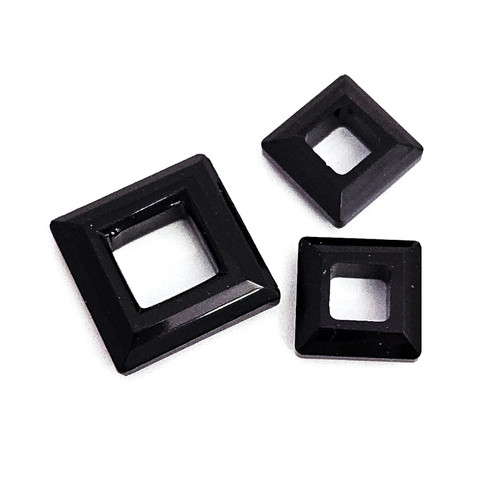 Crystal square open link, Jet un-foiled, 20mm and 14mm Crystal square open link, Jet un-foiled, 20mm and 14mm