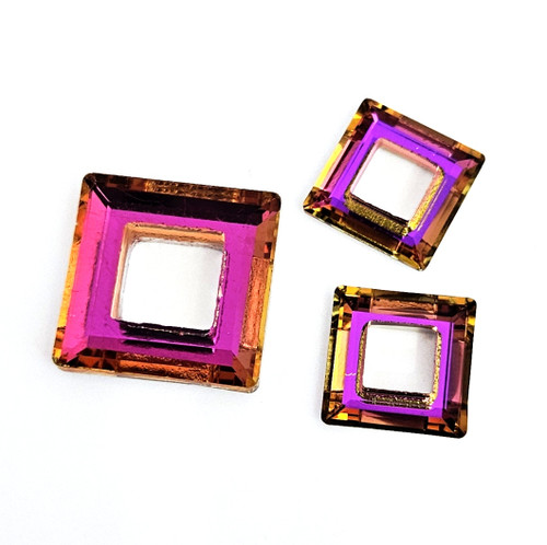 Crystal square open link Heliotrope 20mm and 14mm Crystal square open link Heliotrope 20mm and 14mm