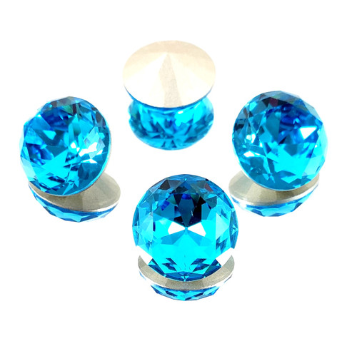 Crystal Round Stone 16mm Chaton Dk Aqua Crystal Round Stone 16mm Chaton Dk Aqua