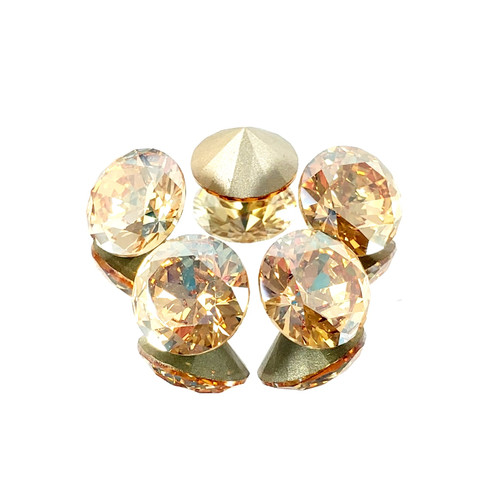 Crystal round stone 12mm Chaton Crystal Golden Lt