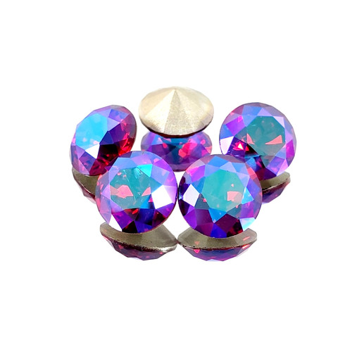 Crystal round stone 12mm Chaton Lt Siam Shimmer
