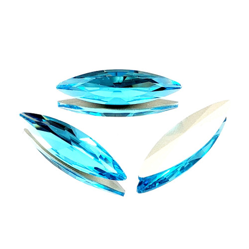 Crystal Navette Stone 35x9.5mm Dk Aqua