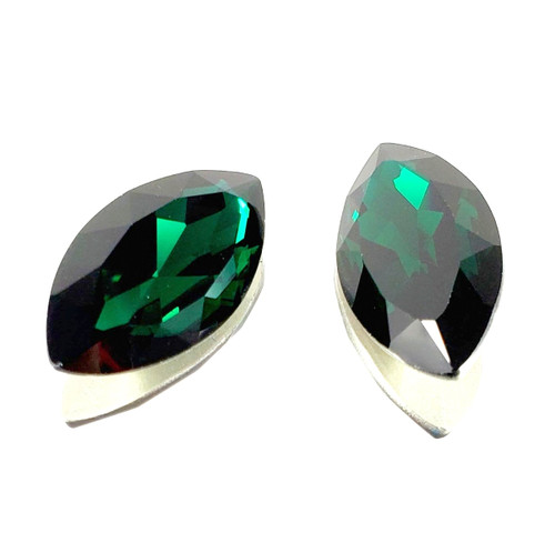 Crystal Navette Stone 32x17mm Emerald