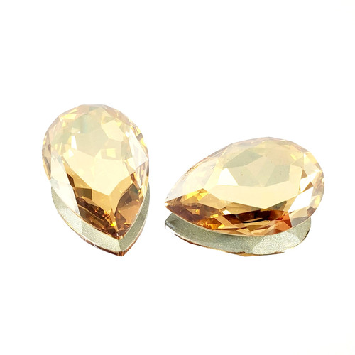 Crystal fancy stone pear-shape 30x20mm Crystal Golden Lt