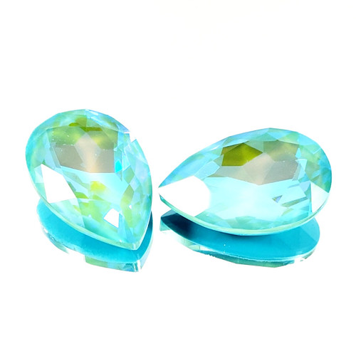 Crystal fancy stone pear-shape 30x20mm Ultra AB Aqua