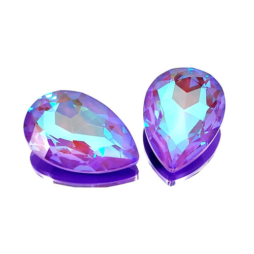 Crystal fancy stone pear-shape 30x20mm Ultra AB Violet