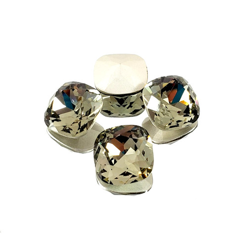 Crystal fancy stone cushion 12mm Black Diamond