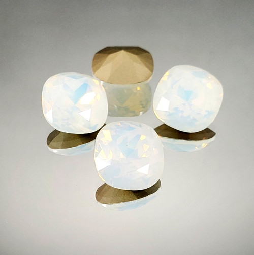 Crystal fancy stone cushion 12mm White Opal