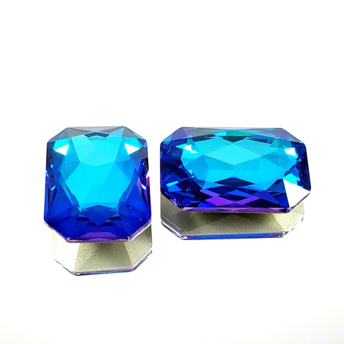Crystal fancy stone rectangle 27x18mm Bermuda Blue