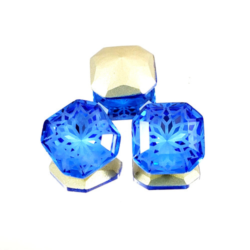 Crystal glass rhinestone square octagon 14mm Lotus Sapphire