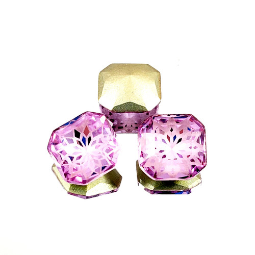 Crystal glass rhinestone square octagon 14mm Lotus Violet