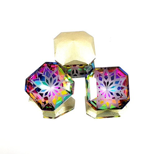 Crystal glass rhinestone square octagon 14mm Lotus Volcano