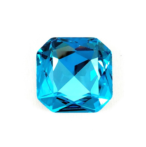 Crystal fancy stone square octagon 23mm Dk Aqua