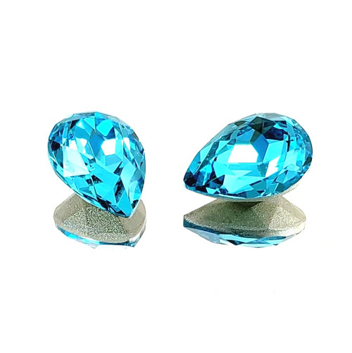 Crystal fancy stone pear-shape 18x13mm Dk Aqua