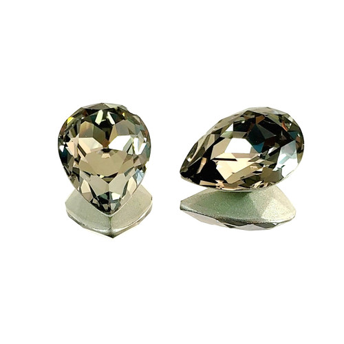 Crystal fancy stone pear 14x10mm Black Diamond