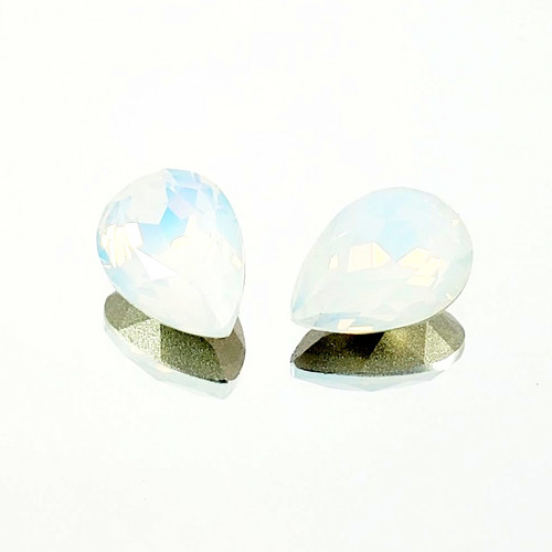 Crystal fancy stone pear 14x10mm White Opal