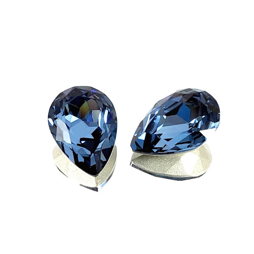 Crystal fancy stone pear 14x10mm Denim Blue