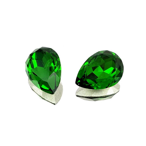 Crystal fancy stone pear 14x10mm Fern Green