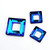 Crystal square open link, Bermuda Blue, 20mm and 14mm