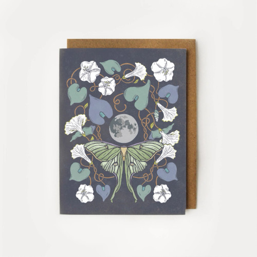 Luna Moth & Moonflower Greeting Card