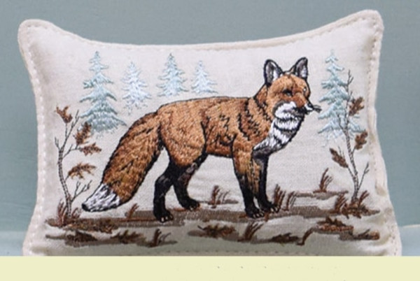 Fox Embroidered Balsam Fir Pillow