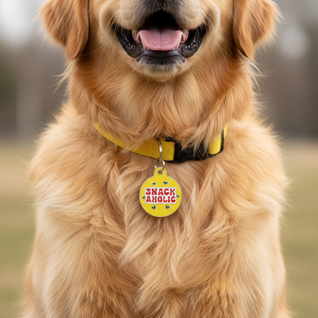 Raspberry Dog Tag Snack Aholic Funny Personalized Dog ID Tag