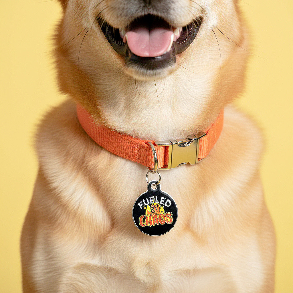 Fueled by Chaos Funny Personalized Dog ID Tag