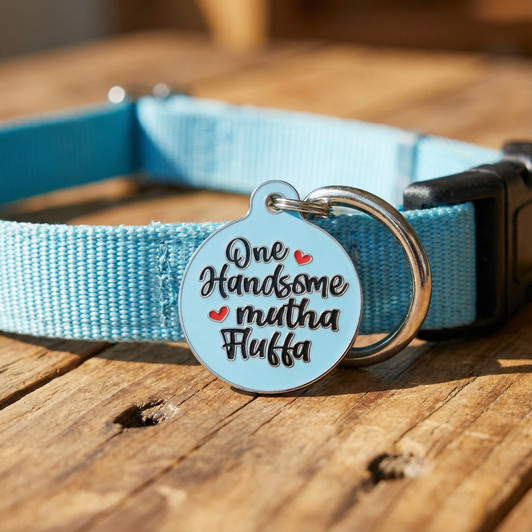 Handsome Mutha Fluffa - Enamel Dog Tag